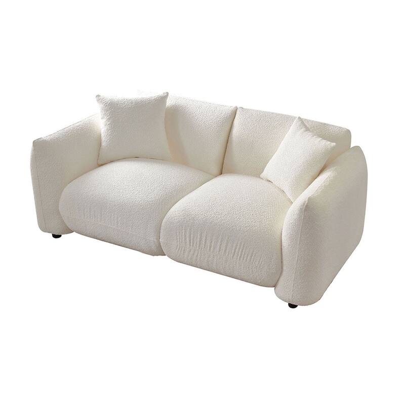Upholstered Recliner Sofa with Nailhead Arms, Chaise Lounge Sofa with 2 Cushions, 2-Seater Sofa Couch - Beige