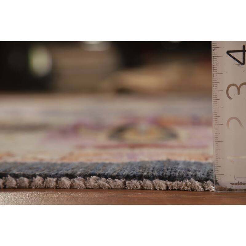 Hand Knotted Oriental 100% Wool Carpet Transitional All-Over Navy Blue & Blues Oushak Area Rug - 11' 7'' X 11' 8''