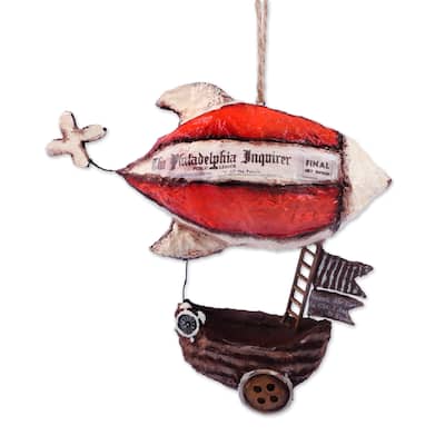 Novica Handmade Aerial Voyages Papier Mache Ornament