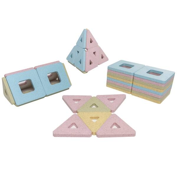 slide 2 of 7, Polydron Kindermag Magnetic Building Set, 48 Pieces Pastel Yellow, Pink, Green and Blue - Kids