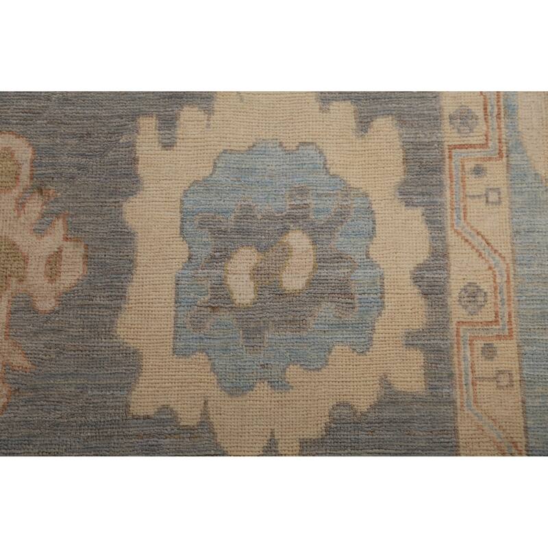 Hand Knotted Oriental 100% Wool Carpet Transitional All-Over Greys & Charcoal Oushak Area Rug - 12' 0'' X 8' 10''