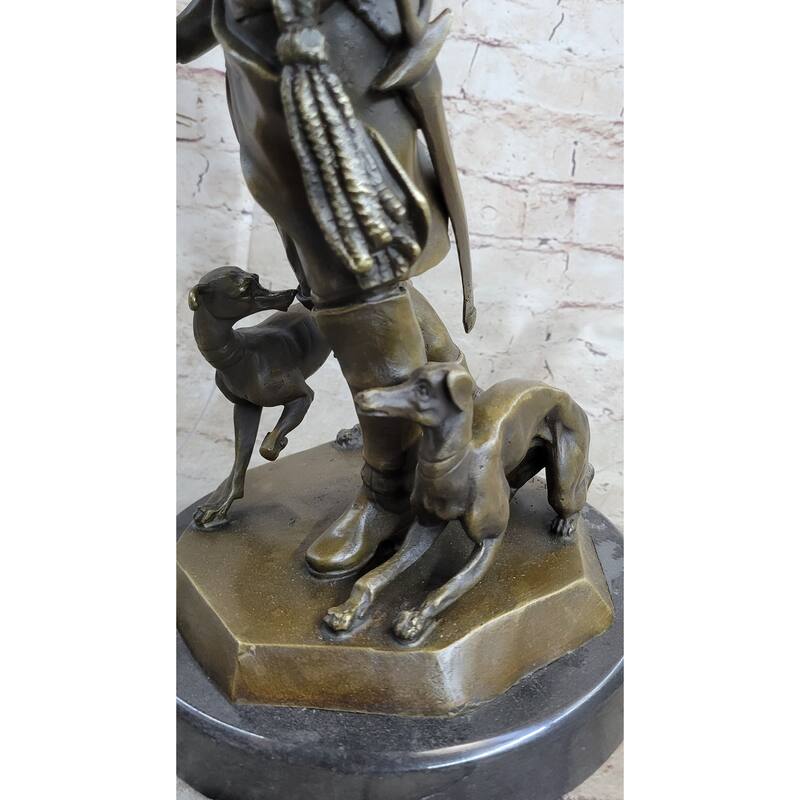 Frederick The Great Of Prussia W/ Imitative Dogs Bronze Statue Sculpture Figure Kaesbach 16 Inches X 8.5 Inches
