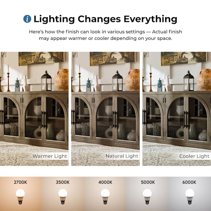 Furniture of America Lenn Modern Farmhouse Oak Wood 4-Door Dining Server with Glass Doors