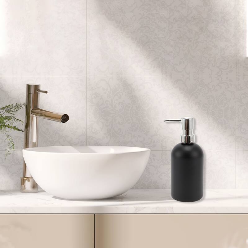 Cylindrical Classic Soap Pump Dispenser for Hotel 400ml 1 Pcs - Black Silver Tone