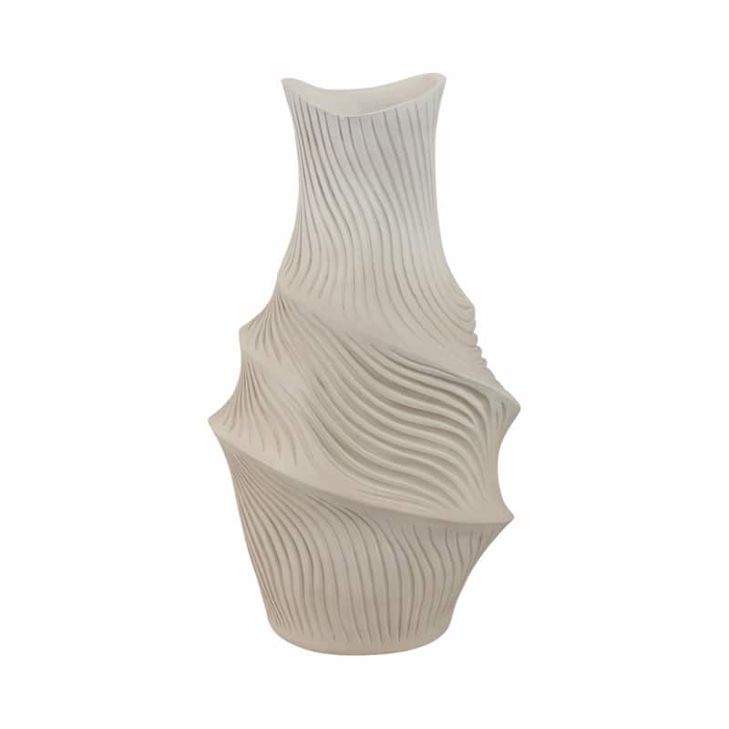 Resin Vase with Sculptural Textured Design and Curved Detailing