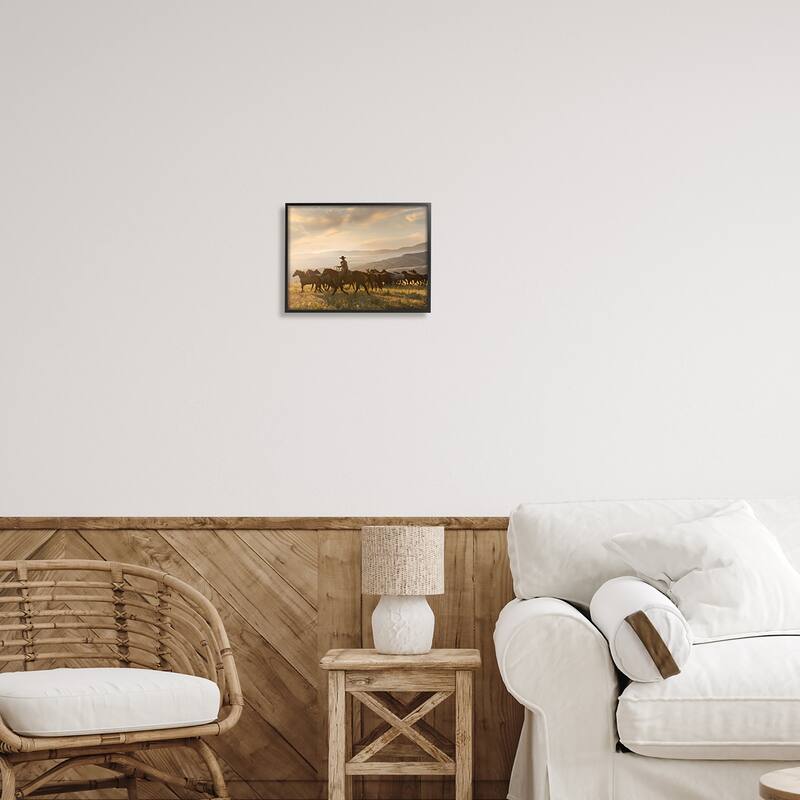 Stupell Cowboy in Rural Landscape Framed Giclee Art Design by PBurchettePhoto