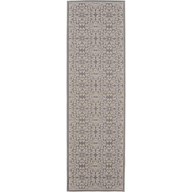 Nourison Jane Floral Medallion Indoor only Area Rug - 2' 3" x 7' 3" - Ivory/Grey