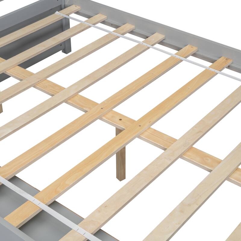 Full House Bed with Roof Frame, Bedside-shelves, Under Bed Storage Unit