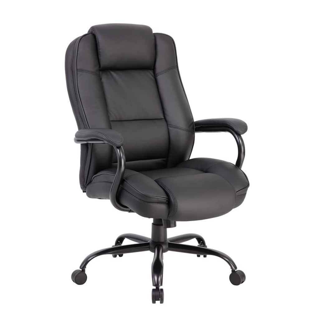 Liv Rolling Oversized Swivel Chair, Black Faux Leather, 400lbs