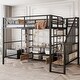 preview thumbnail 15 of 26, Full-Size Metal Loft Bed with Staircase, Built-In Low Storage Desk, and Multi-Tier Shelving for Space-Saving Versatility Black