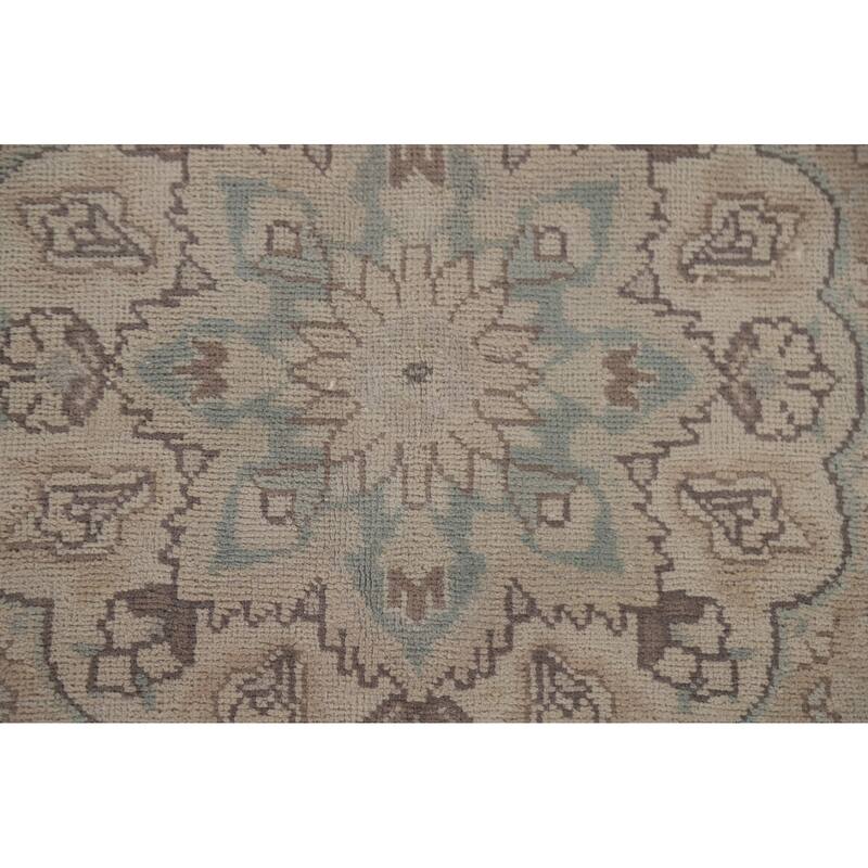 Hand Knotted Oriental 100% Wool Carpet Traditional Floral Beige & Ivories Tabriz Area Rug - 9' 5'' X 6' 2''