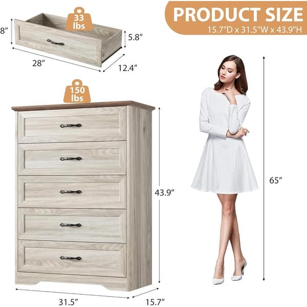 Black 5 Drawer Dresser for Bedroom, Tall Wooden Chest of Drawers with Metal Handle, Farmhouse Storage Organizer - On Sale - Bed Bath & Beyond - 43397006 Black 5 Drawer Dresser for Bedroom, Tall Wooden Chest of Drawers with Metal Handle, Farmhouse Storage Organizer - On Sale - Bed Bath & Beyond - 43397006