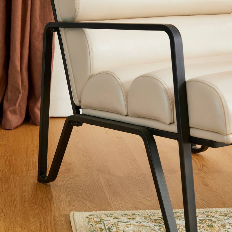 Glitzhome 26.75"W Modern Comfy PU Leather Accent Chair with Metal Frame