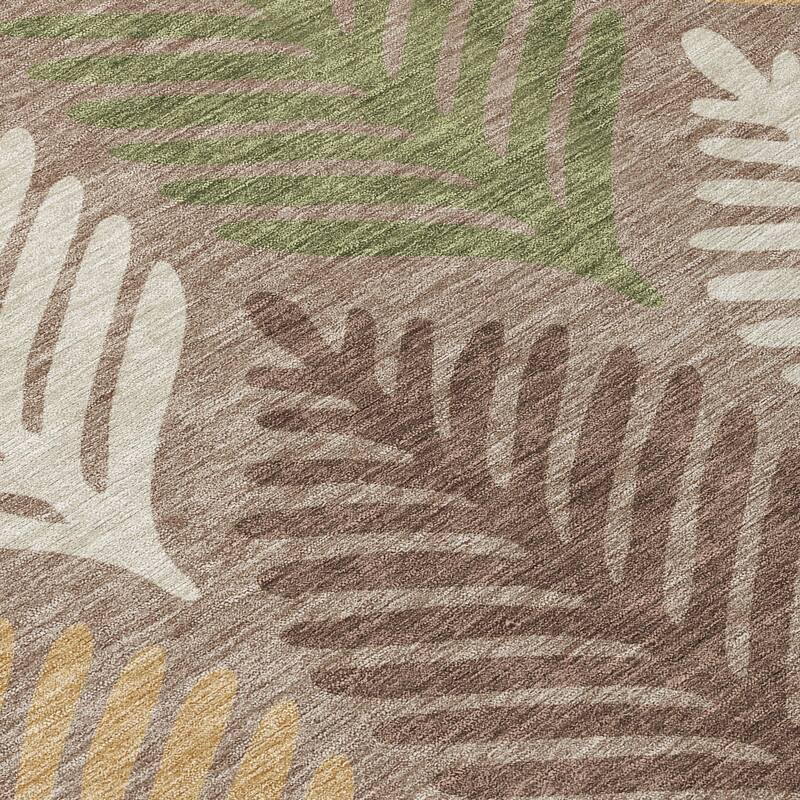 Machine Washable Indoor/ Outdoor Modern Fern Chantille Rug
