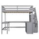preview thumbnail 8 of 17, Full Size Loft Bed with Built-in L-Shaped Desk and Three-Tier Storage Shelves,Storage Staircase - Perfect for Kids