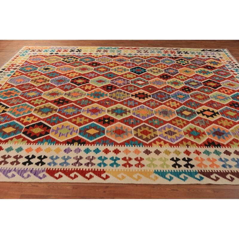 Kilim Reversible Rug Flatweave Oriental Wool Carpet - 8'5"x 11'4"