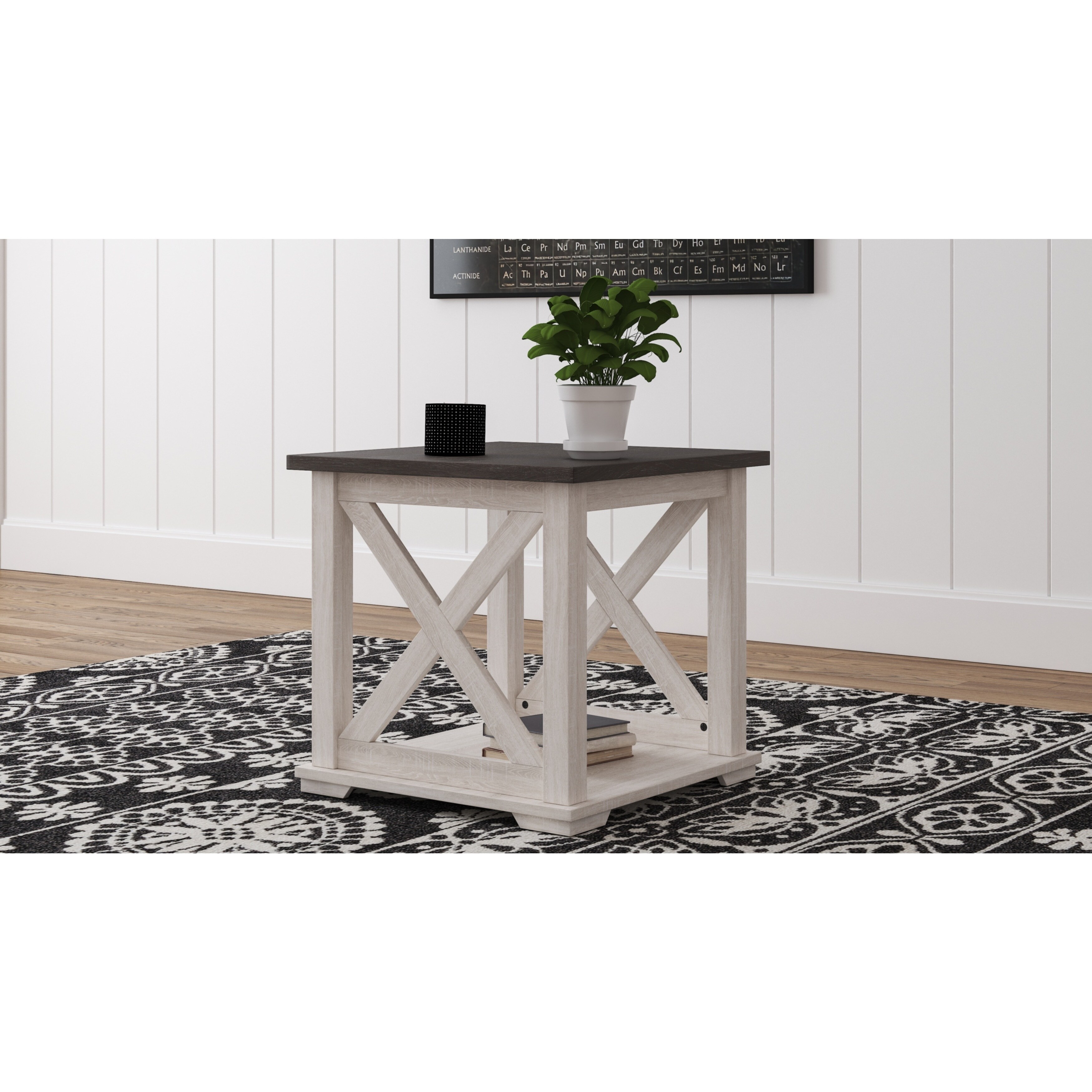 Dorrinson White Brown Casual Square End Table Overstock 30884338