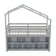 preview thumbnail 8 of 18, Twin Size House Loft Bed wRoof, Under Bed Shelving Storage Unit, Platform Bed with Guardrails and Ladder, No Box Spring Needed