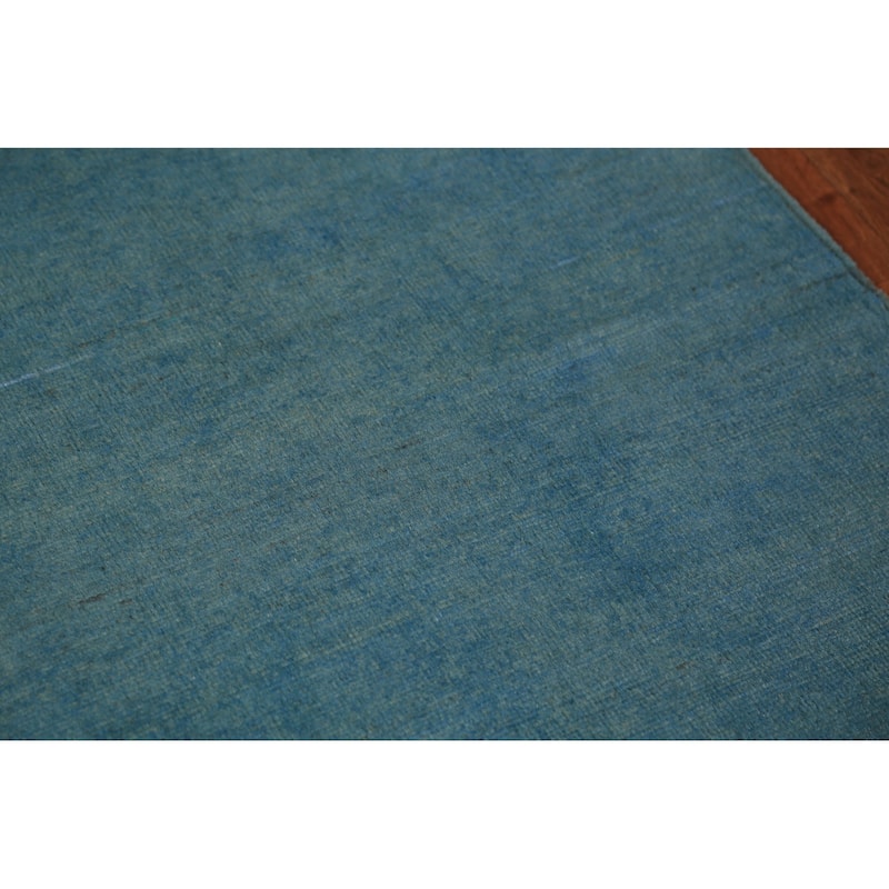 Blue Modern Gabbeh Oriental Rug Handmade Foyer Wool Carpet - 3'0" x 3'10"