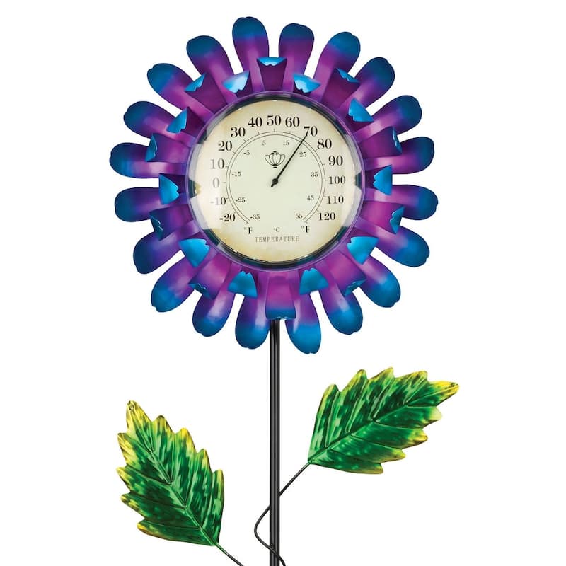Thermometer Solar Stake - Blue Buttercup