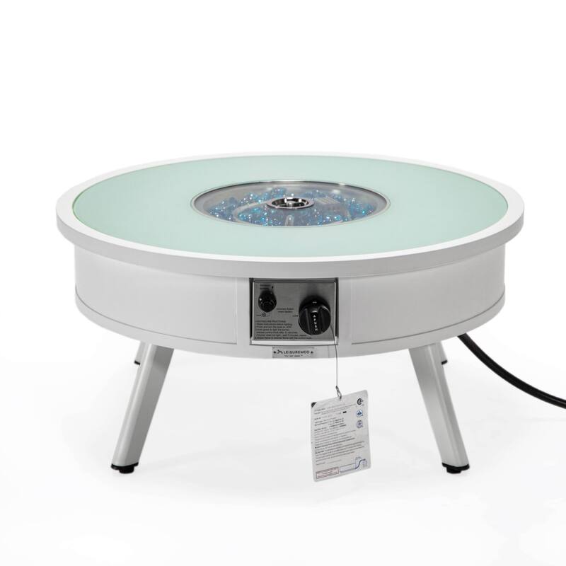Leisuremod Walbrooke Modern Outdoor Patio Round Fire Pit Table for Porch Backyard Deck - 29