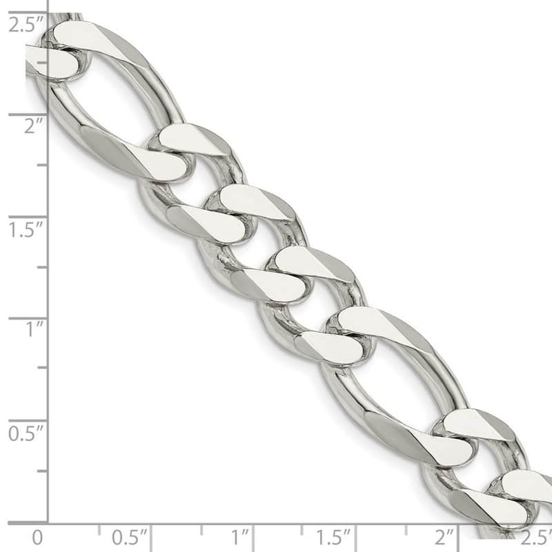 Curata 925 Sterling Silver Solid Polished 12.75mm Figaro Chain Anklet 9 Inch Lobster Claw