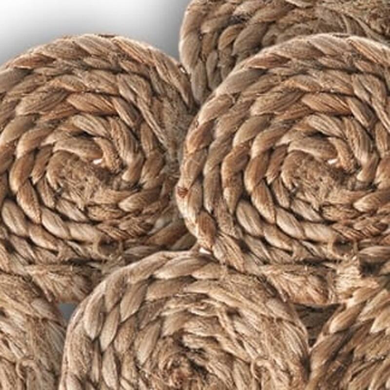 HomeRoots 15" Set of Two Natural Braided Jute Scalloped Placemats - 15.00 in. x 15.00 in. x 0.30 in.