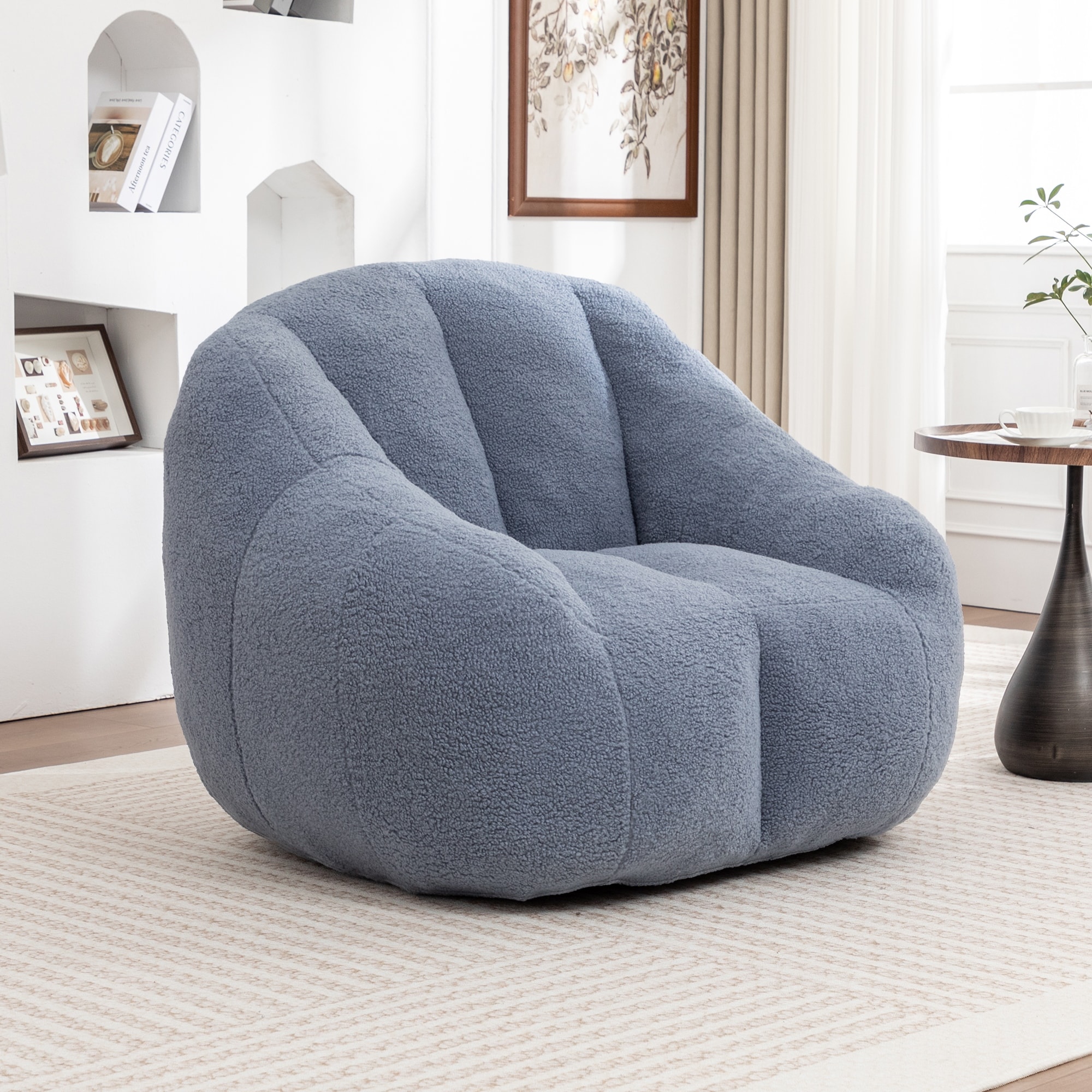 Tufted Bean Bag Chair with Memory Foam Filler, Fluffy Lazy Sofa for Living Room & Dorm