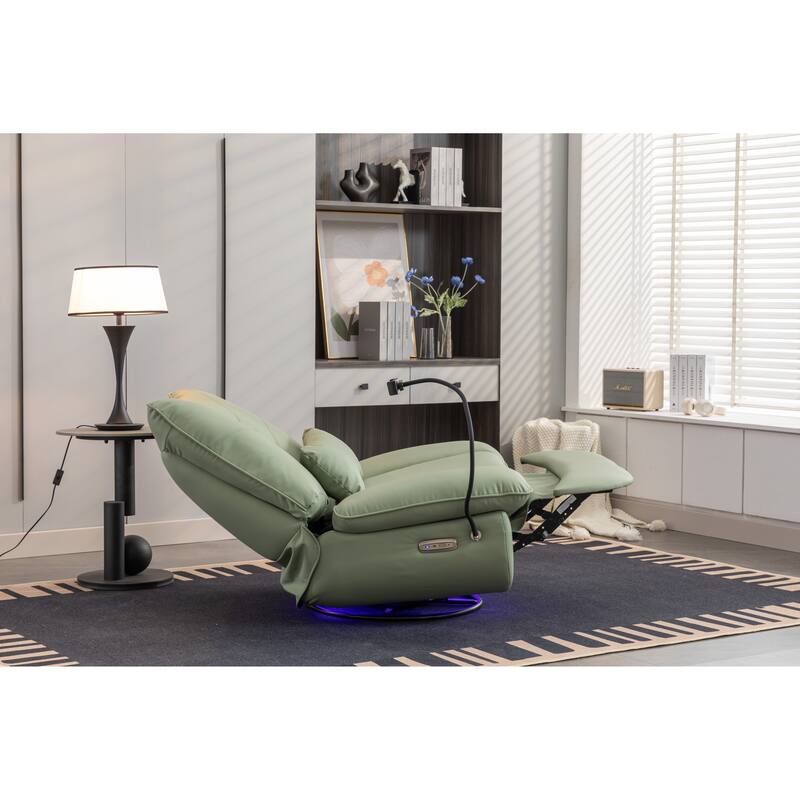 270 Swivel Glider Recliner Chair, Power Recliner Rocking Chair, USB Port Charge for Nursery Chair with Atmosphere Lamp