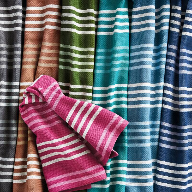 Basket Weave Stripe Gray Dishtowel - Cotton Kitchen Towel for Everyday Use, Machine Washable, 26 x 18 Inches