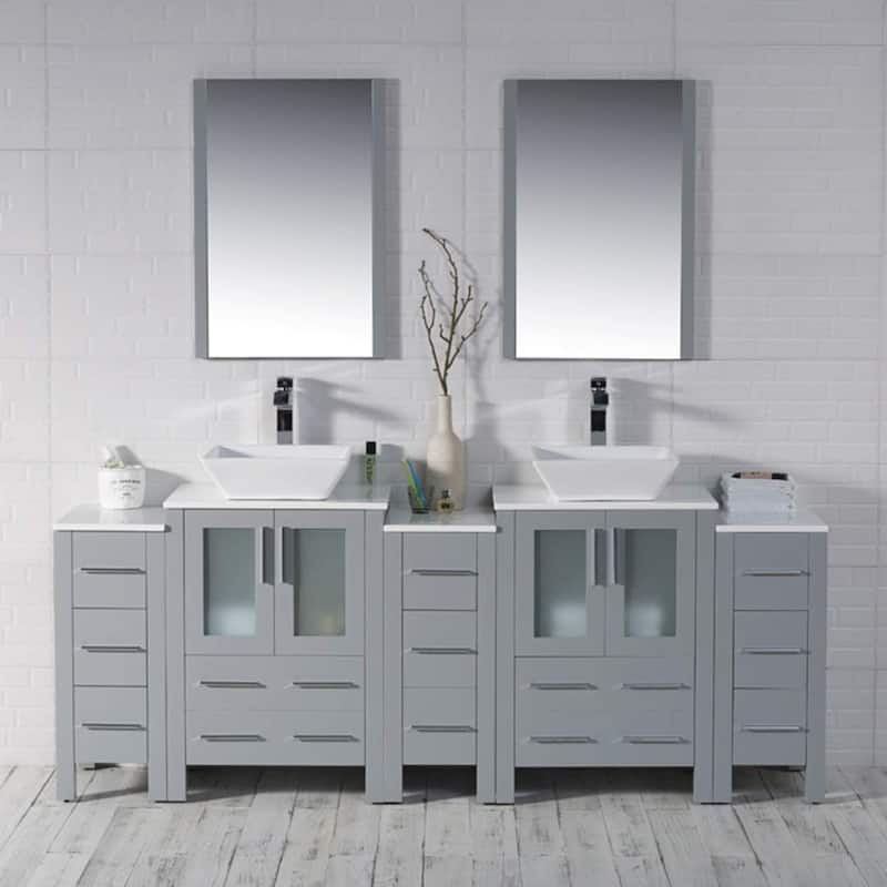 Blossom Sydney 84" Bathroom Double Sink Vanity with Cabinets & Mirrors