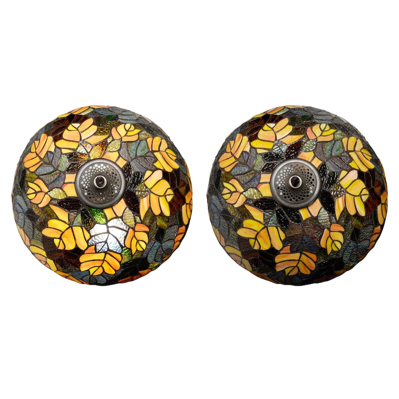 Emily River of Goods Autumn Leaves Stained Glass 62-Inch Floor Lamp - 18" x 18" x 62"