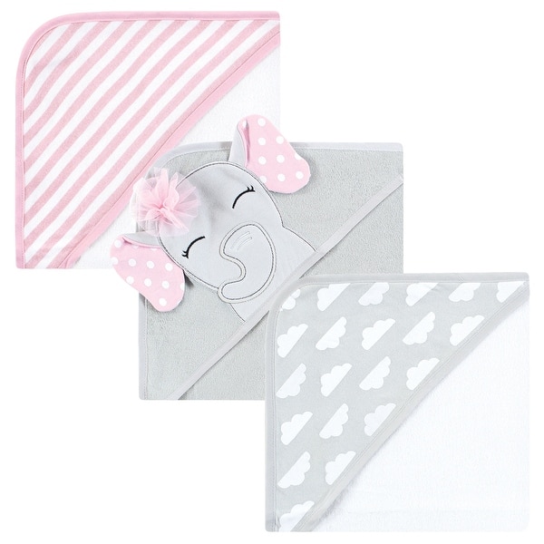 slide 1 of 1, Hudson Baby Infant Girl Cotton Rich Hooded Towels, White Dots Pretty Elephant, One Size - White Dots Pretty Elephant - One Size One Size - White Dots Pretty Elephant
