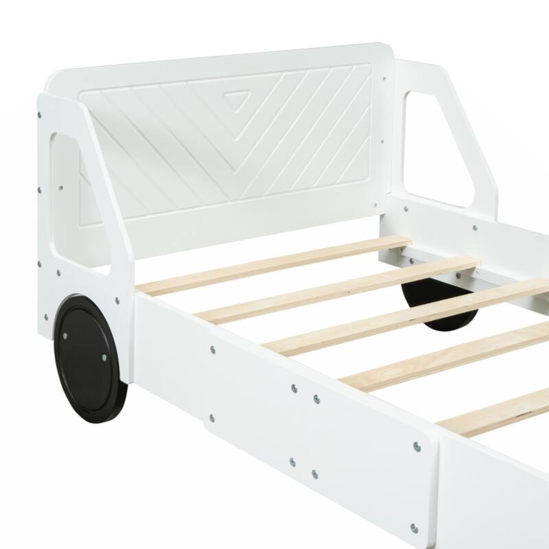 Twin Size Car-Shaped Platform Bed with Wheels