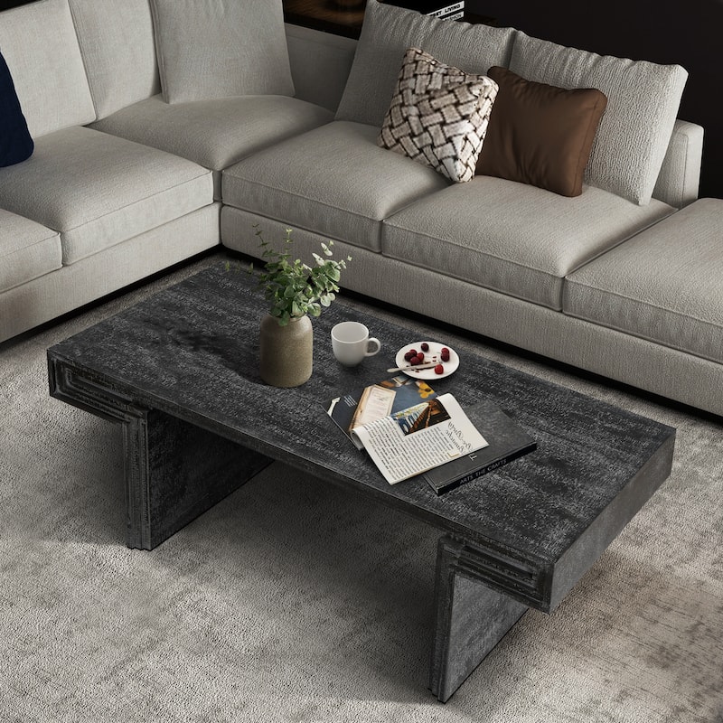 Roomfitters Industrial Coffee Table, Rustic Wood Center Table with 2 Tier Storage for Living Room