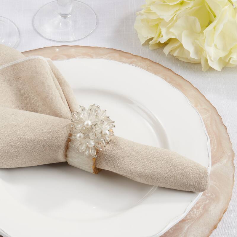 Beaded Petal Delight Resin Napkin Ring (Set of 4)