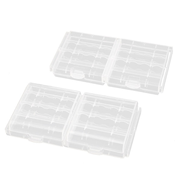 4PCS Plastic Portable Case Holder Storage Box Clear for 4 x 1.5V AA Batteries