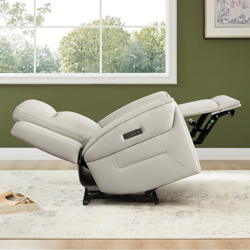 Spruce & Spring Dual Motors Genuine Leather Zero Gravity Recliner with Power Headrest