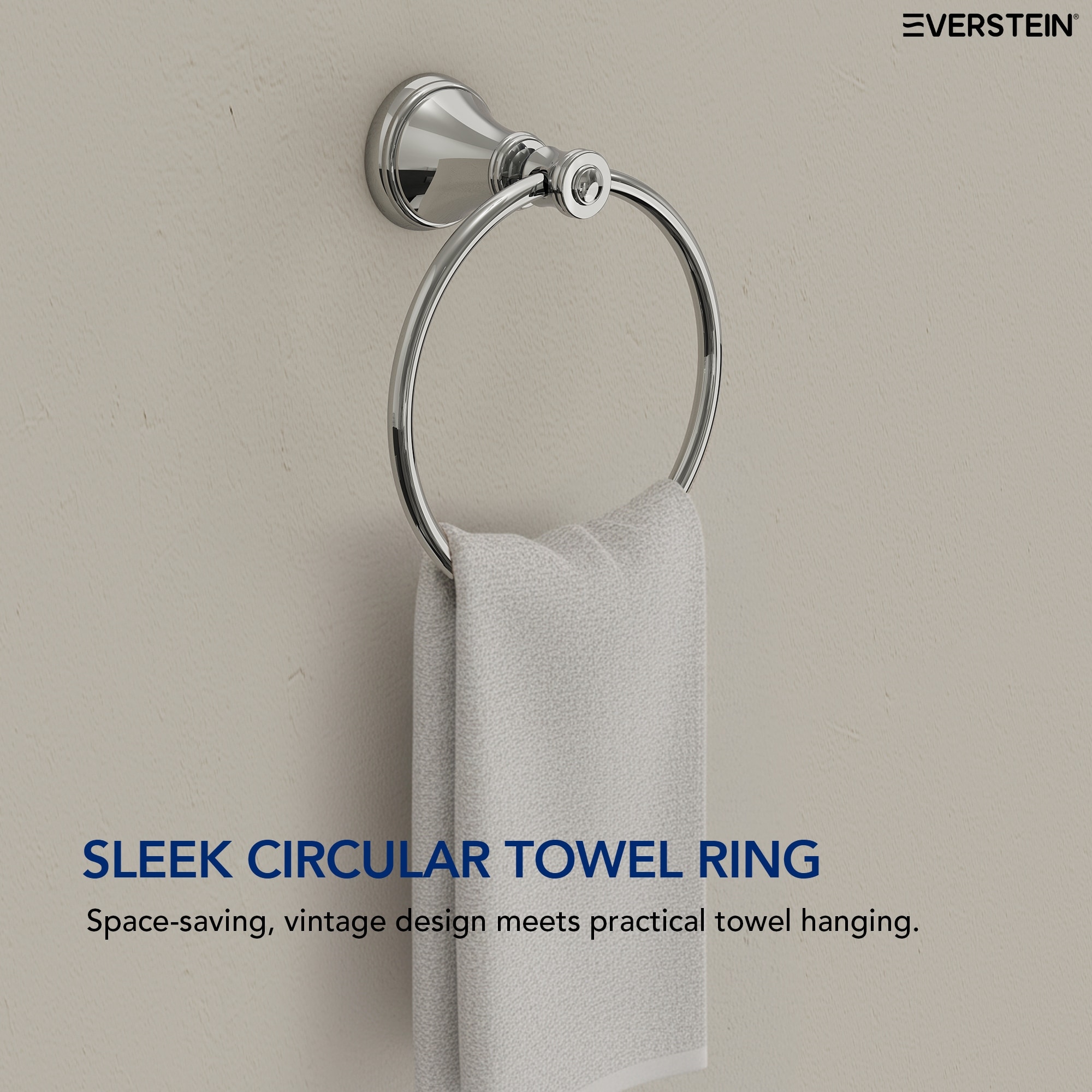Miyili 4-Piece Bathroom Accessory Set – Brushed Stainless Steel Towel Ring, Toilet Paper Holder, And 2 Towel Hooks, Wall Mounted, Modern Rust-Resistant Hardware