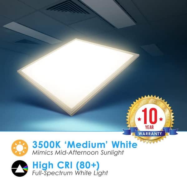 Shop Led 2x2 Flat Panel Troffer Edge Lit 40w 115lm W 0 10v Dimmable 120 277v 50 000 Life Hours Size 24 X 24 4 Pack Overstock 20289513