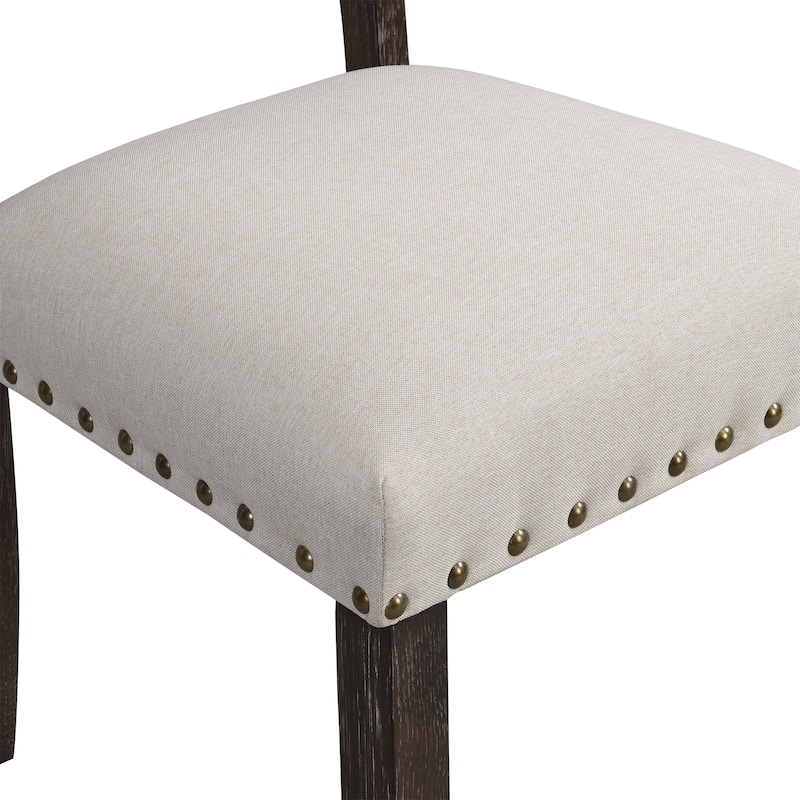 Modern Tufted Back Upholstered Fabric Dining Chair Set of 2