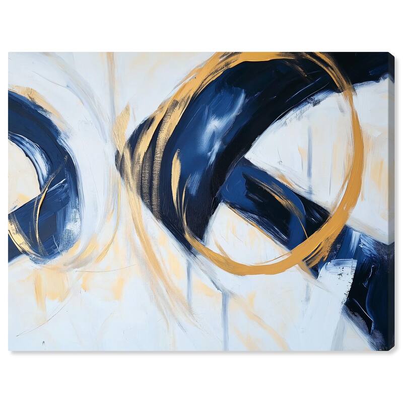 Navy and Gold Rings II Canvas by Art Remedy, Gallery Wrapped - 36" x 30"