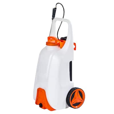 White and Orange 13.1 Gallon Electric Wheeled Sprayer with Adjustable Pressure and 30m Hose