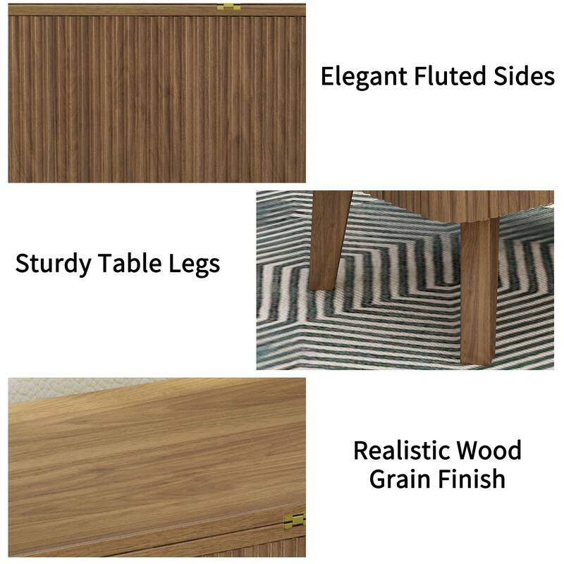 3 in 1 Walnut Lift Top Convertible Coffee Table, Oval Wooden with Storage for Small Spaces