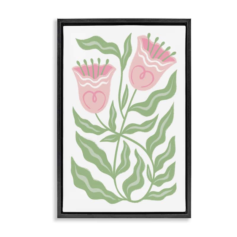 Stupell Pink Tulip Twin Blossoms Framed Floater Canvas Wall Art Design By Martina Pavlova - 21 x 31 - Black