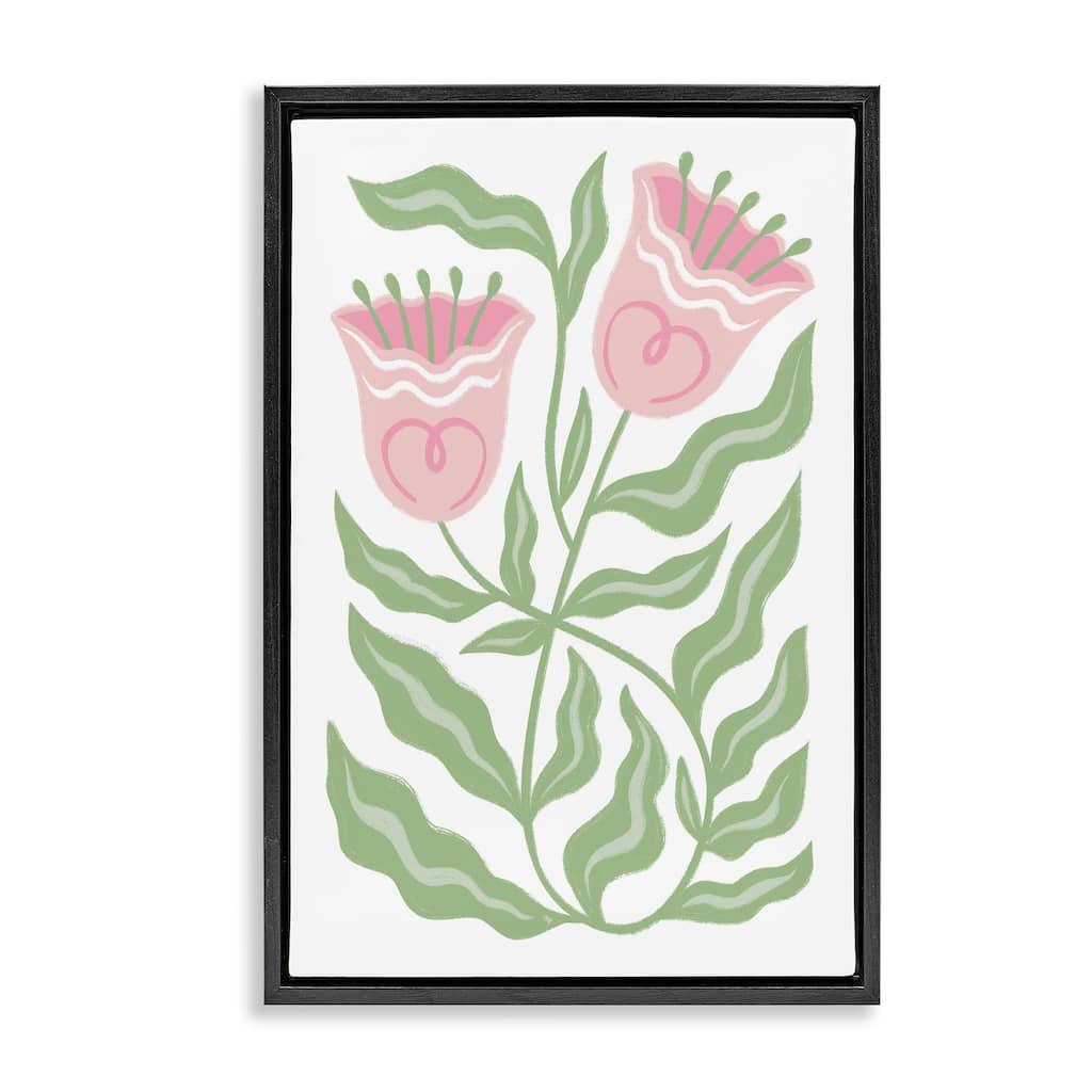 Stupell Pink Tulip Twin Blossoms Framed Floater Canvas Wall Art Design By Martina Pavlova