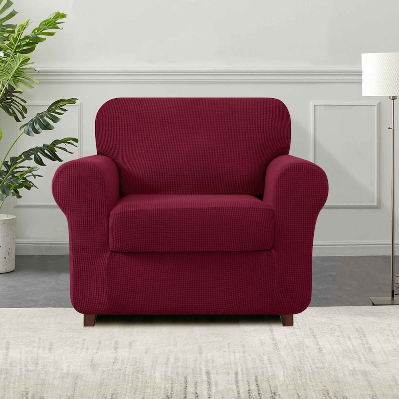 Subrtex 3-Piece Stretch Armchair Slipcover Sets with 1 Backrest Cushion Covers and 1 Seat Cushion Covers - Wine