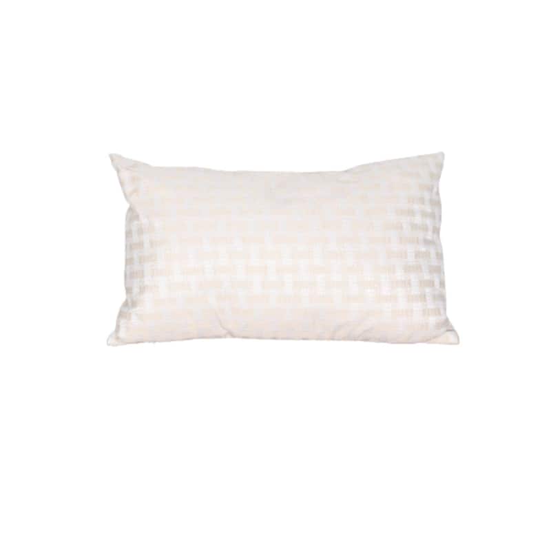 HomeRoots 22" X 22" Beige and White Checkered Polyester Zippered Pillow