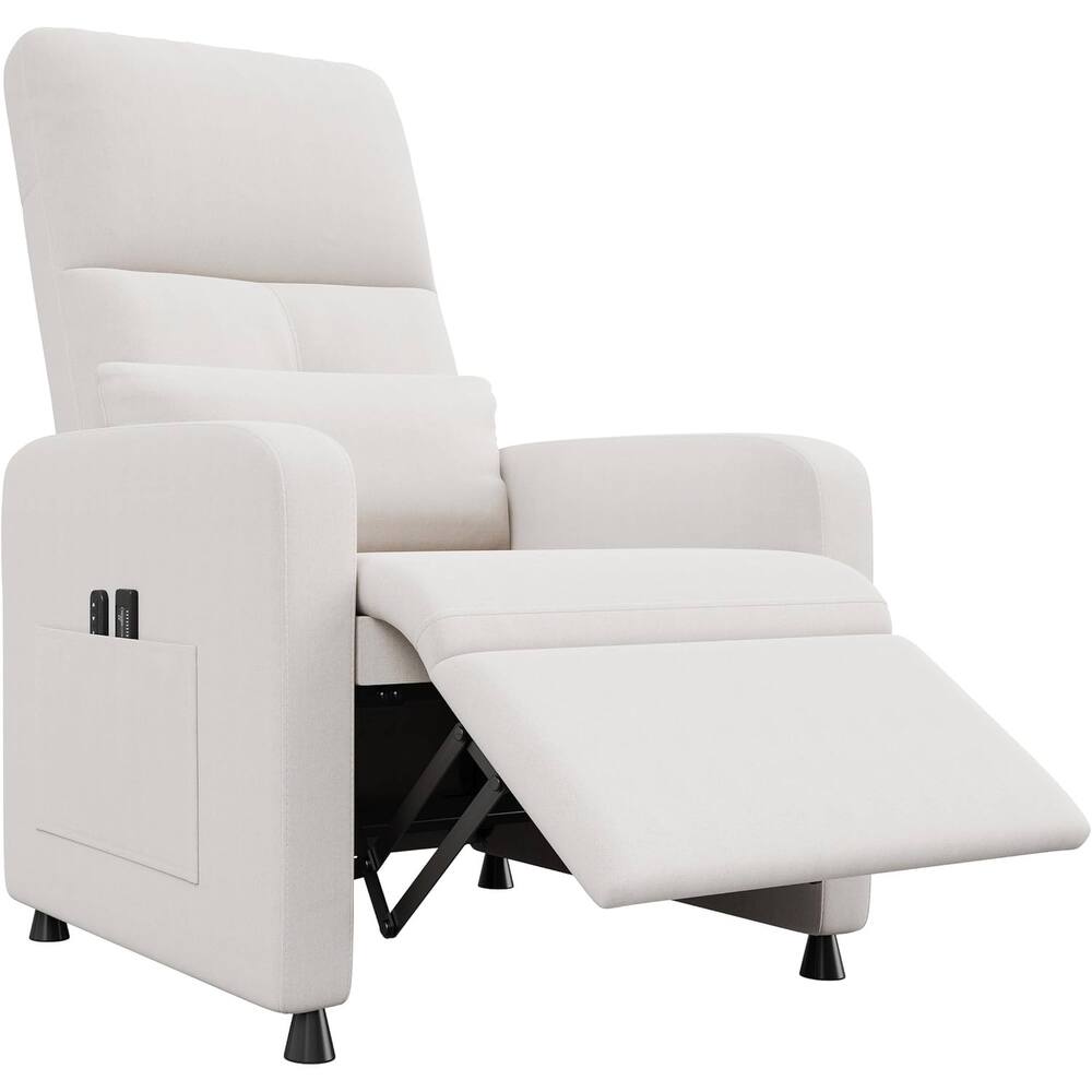 Adjustable Electric Linen Power Recliner Chair, Single Sofa with 2 Side Pockets and USB Port