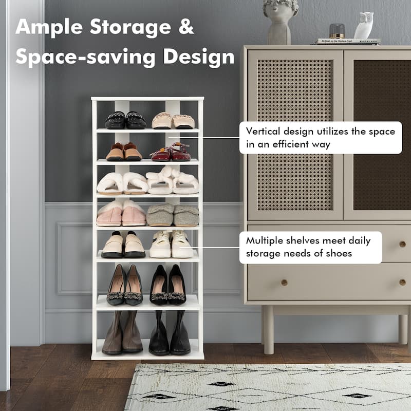 Costway Patented 7-Tier Double Rows Shoe Rack Vertical Wooden Shoe - See Details